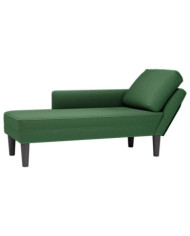 Chaise longue avec coussin vert jungle tissu en velours côtelé | Mobilier & Déco