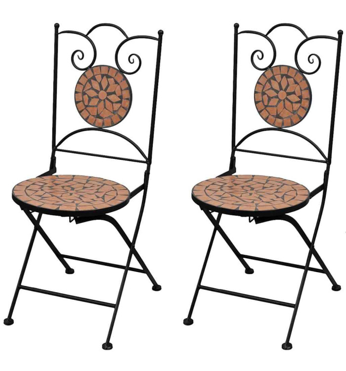 Chaises pliables de bistro 2 pcs Céramique Terre cuite | Mobilier & Déco