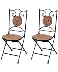 Chaises pliables de bistro 2 pcs Céramique Terre cuite | Mobilier & Déco