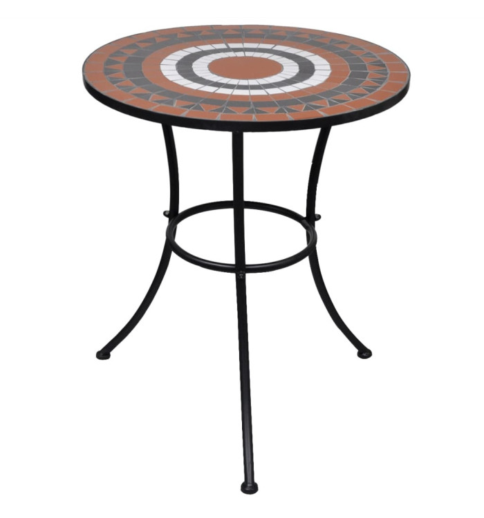 Table de bistro Terre cuite et blanc 60 cm Mosaïque | Mobilier & Déco
