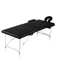 Table de massage pliable Noir 2 zones avec cadre en aluminium | Mobilier & Déco