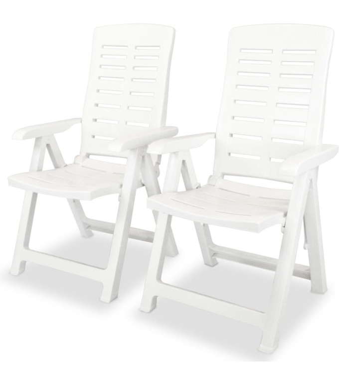lot de 2 Chaises inclinables de jardin Plastique Blanc | Mobilier & Déco