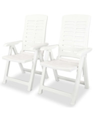lot de 2 Chaises inclinables de jardin Plastique Blanc | Mobilier & Déco