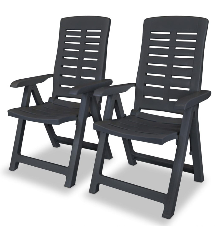 Chaises inclinables de jardin lot de 2 Plastique Anthracite | Mobilier & Déco