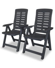 Chaises inclinables de jardin lot de 2 Plastique Anthracite | Mobilier & Déco