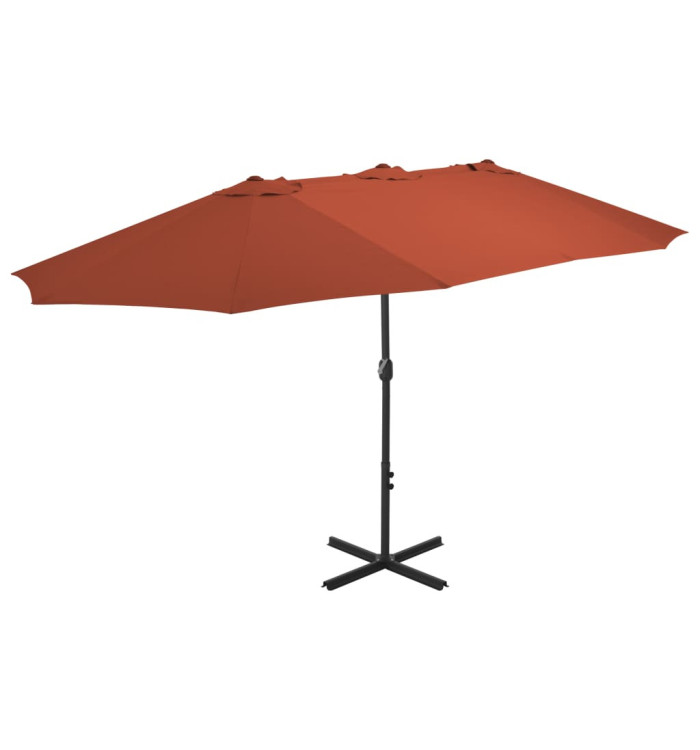 Parasol d'extérieur avec poteau en aluminium terre cuite | Mobilier & Déco