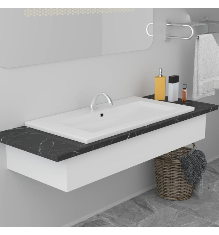 Lavabo encastré 91 x 39,5 x 18,5 cm Céramique Blanc | Mobilier & Déco