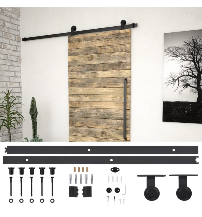 Kit de quincaillerie de porte coulissante SKIEN 183 cm noir | Mobilier & Déco