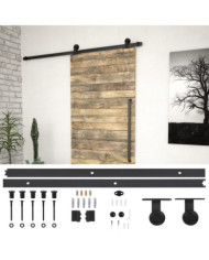 Kit de quincaillerie de porte coulissante SKIEN 183 cm noir | Mobilier & Déco