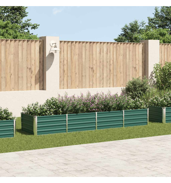 Lit surélevé de jardin Acier galvanisé 320x80x45 cm Vert | Mobilier & Déco