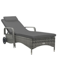 Chaise longue avec roues Résine tressée Anthracite | Mobilier & Déco