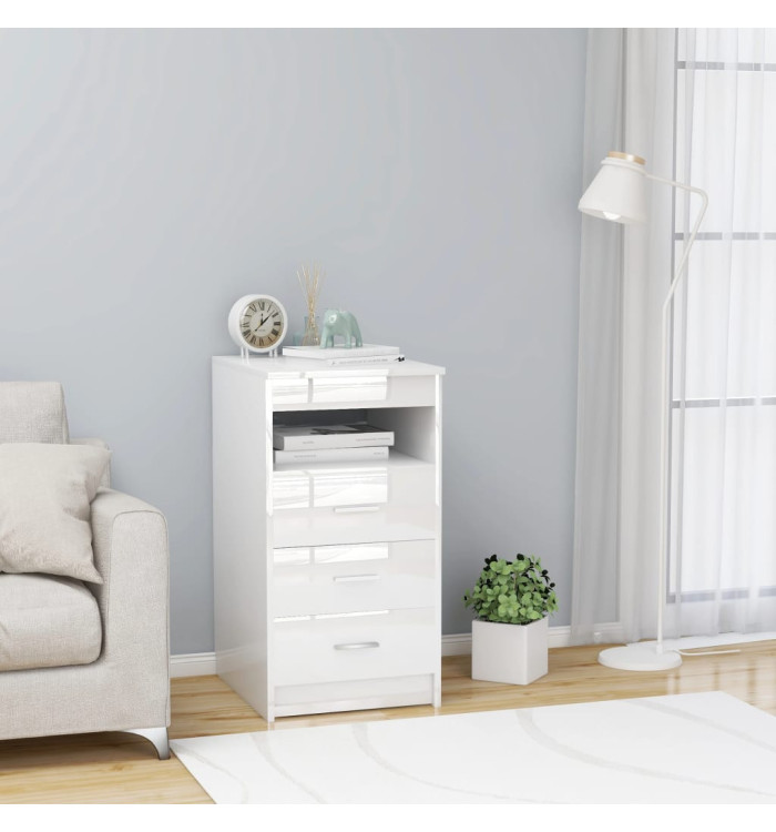 Armoire à tiroirs Blanc brillant 40x50x76 cm Bois d'ingénierie | Mobilier & Déco