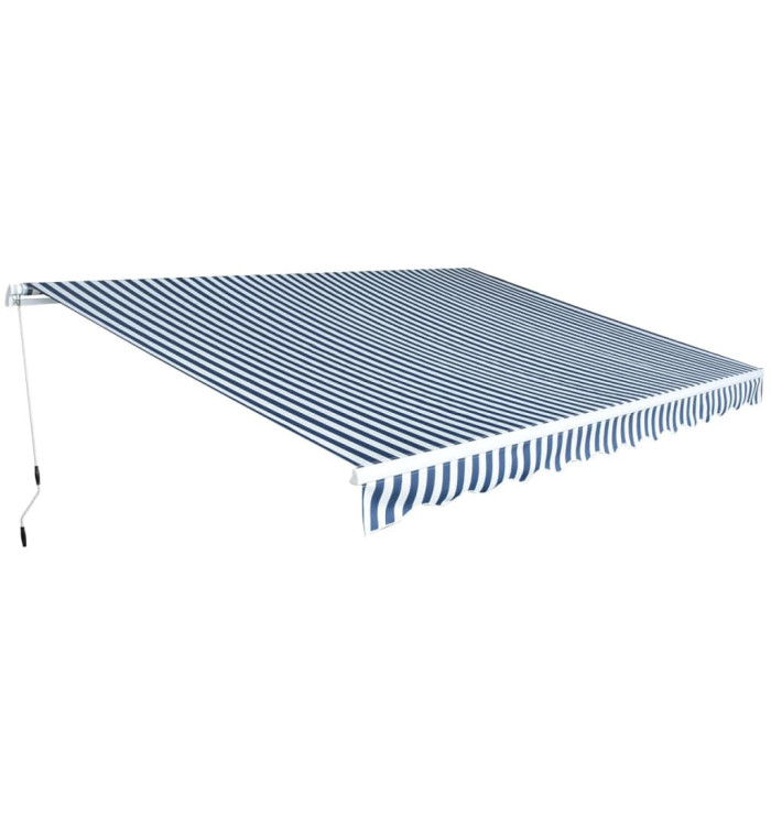 Auvent pliable manuel 450 cm Bleu/blanc | Mobilier & Déco