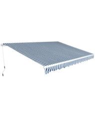 Auvent pliable manuel 450 cm Bleu/blanc | Mobilier & Déco
