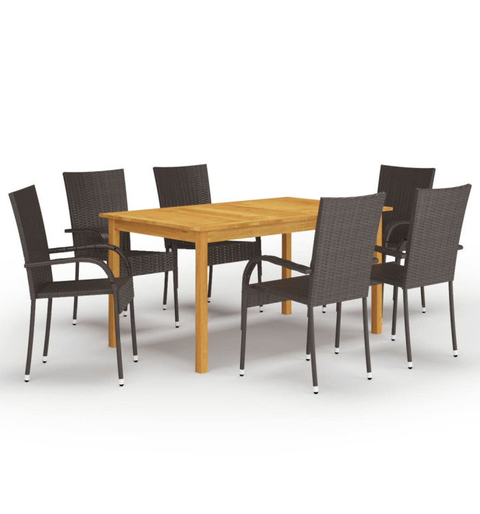 Ensemble à manger de jardin 7 pcs Marron | Mobilier & Déco