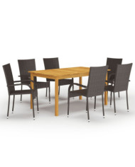 Ensemble à manger de jardin 7 pcs Marron | Mobilier & Déco