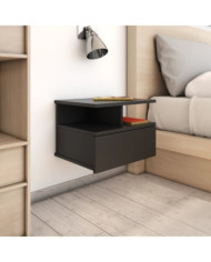 Tables de chevet flottantes 2 pcs Noir Bois d'ingénierie | Mobilier & Déco