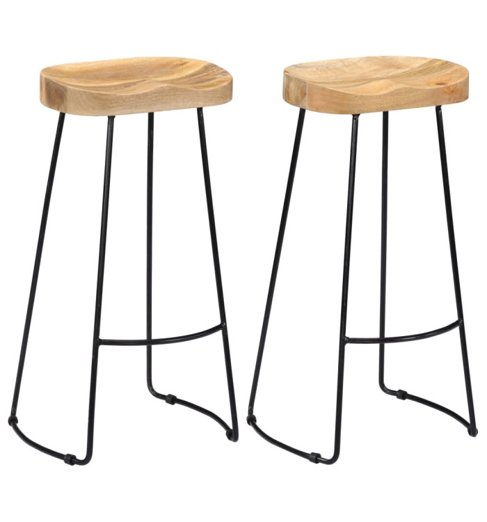 Tabourets de bar Gavin lot de 2 bois de manguier massif | Mobilier & Déco