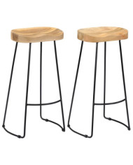 Tabourets de bar Gavin lot de 2 bois de manguier massif | Mobilier & Déco