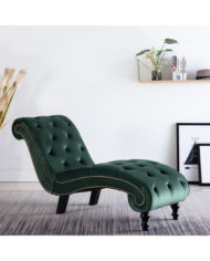 Chaise longue Velours Vert | Mobilier & Déco