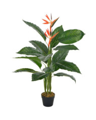 Plante artificielle Strelitzia avec pot Rouge 100 cm | Mobilier & Déco