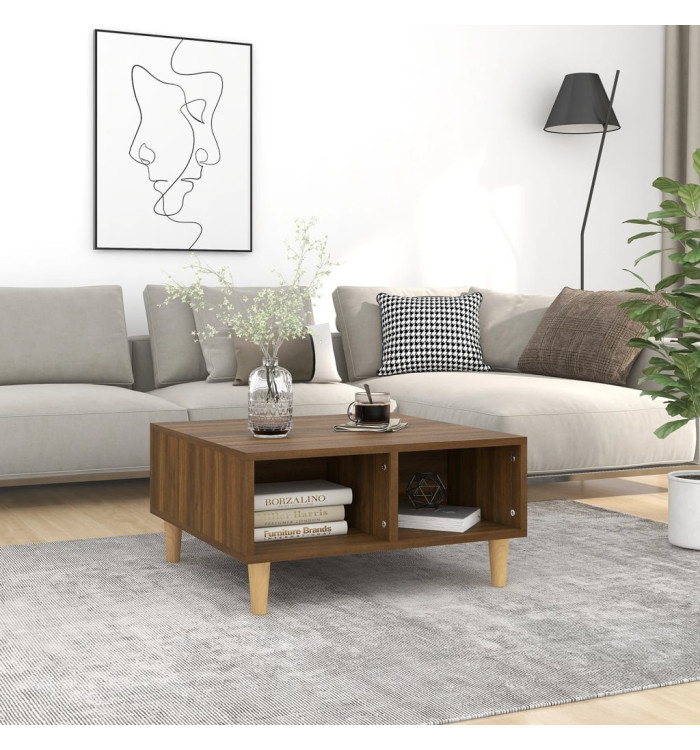 Table basse chêne marron 60x60x30 cm bois d'ingénierie | Mobilier & Déco