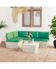 Salon de jardin palette 5 pcs avec coussins bois d'épicéa | Mobilier & Déco