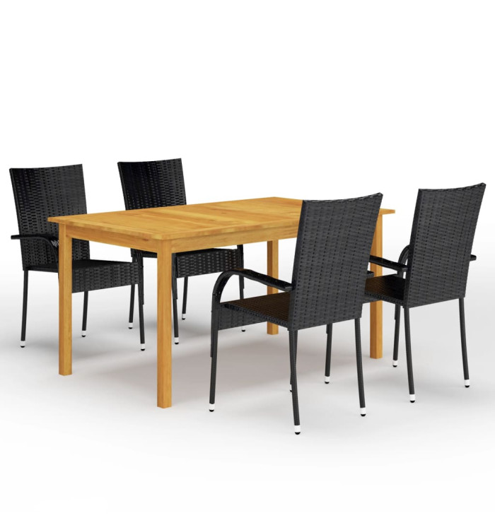 Ensemble à manger de jardin 5 pcs Noir | Mobilier & Déco