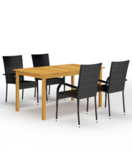 Ensemble à manger de jardin 5 pcs Noir | Mobilier & Déco