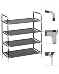 Range-chaussures avec 4 étagères Métal et Tissu non tissé Noir | Mobilier & Déco