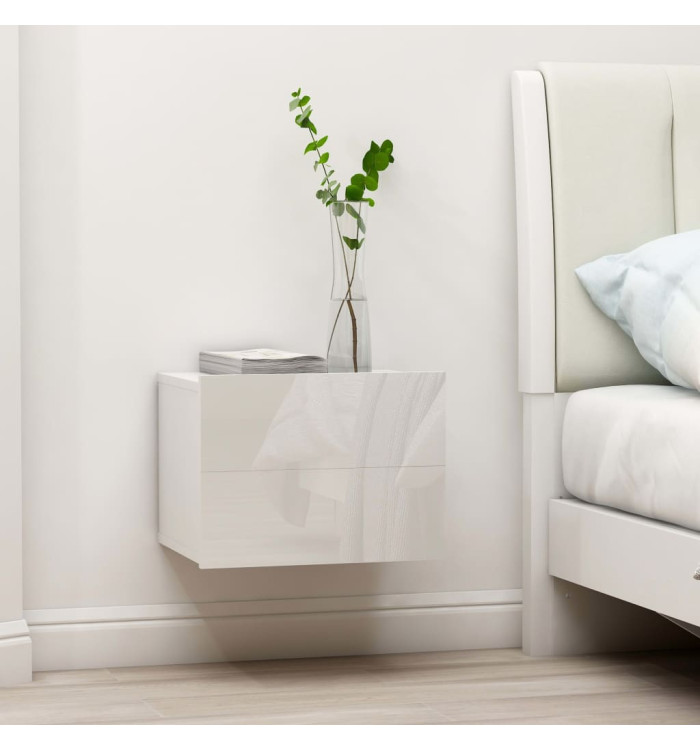 Tables de chevet 2pcs Blanc brillant 40x30x30cm Bois ingénierie | Mobilier & Déco