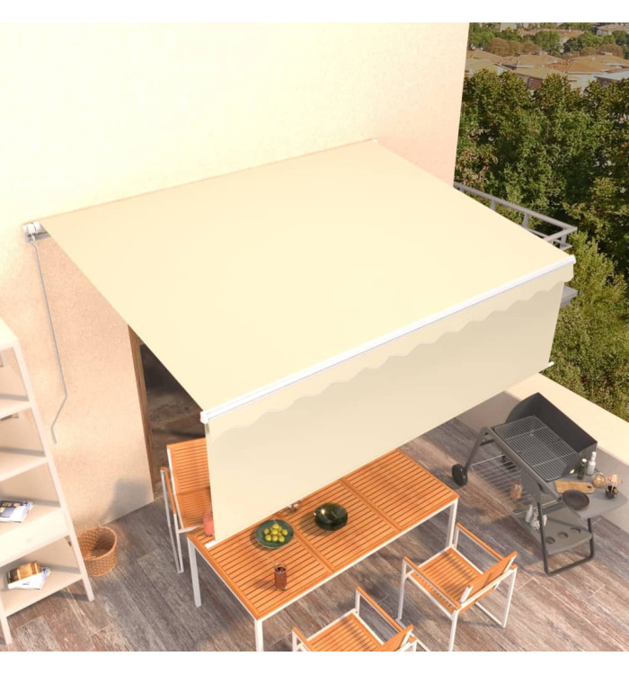 Auvent manuel rétractable avec store 4,5x3 m Crème | Mobilier & Déco