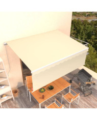 Auvent manuel rétractable avec store 4,5x3 m Crème | Mobilier & Déco