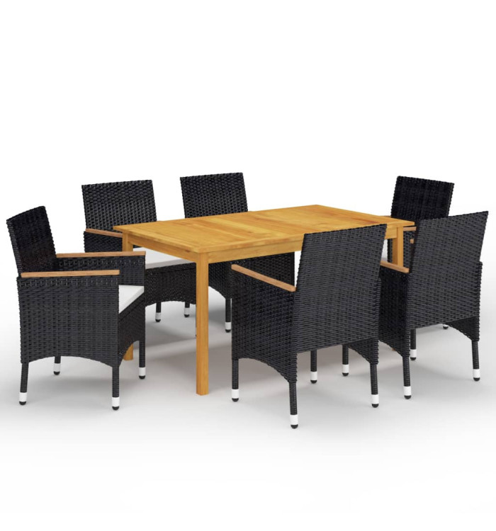 Ensemble à manger de jardin 7 pcs Noir | Mobilier & Déco
