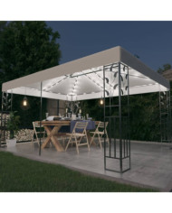 Tonnelle avec double toit et lumières LED 3x4 m Blanc | Mobilier & Déco