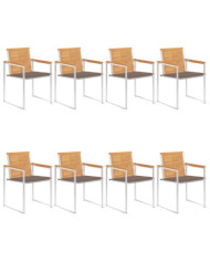 Chaises de jardin lot de 8 avec coussins Bois de teck massif | Mobilier & Déco