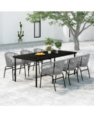 Ensemble à manger de jardin 7 pcs Gris | Mobilier & Déco