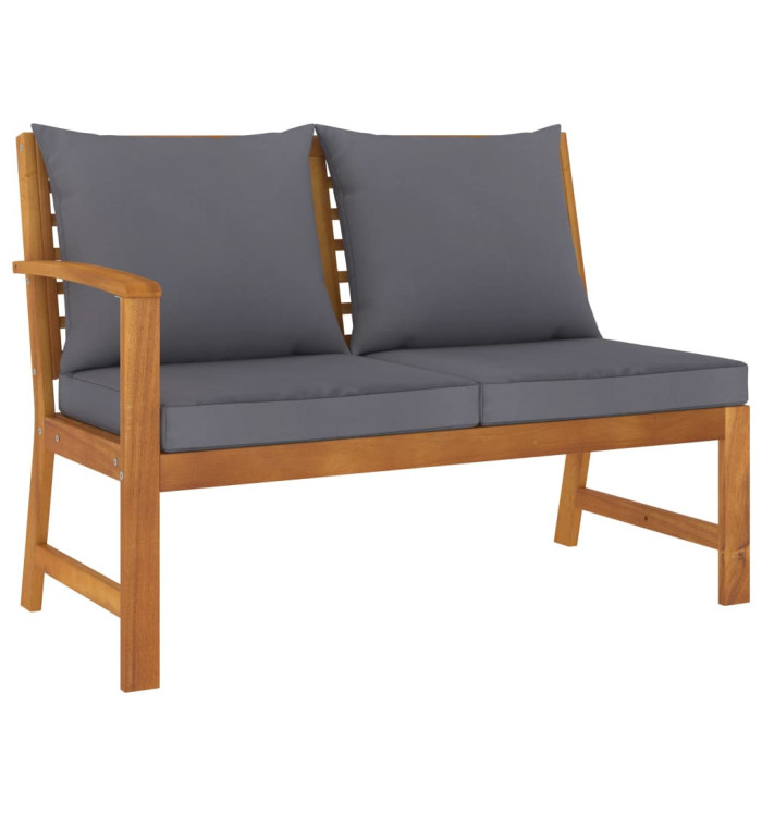 Banc de jardin 114,5 cm avec coussin gris foncé Bois d'acacia | Mobilier & Déco