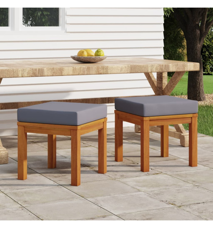 Tabourets de jardin et coussins lot de 2 Acacia solide | Mobilier & Déco