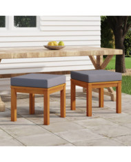 Tabourets de jardin et coussins lot de 2 Acacia solide | Mobilier & Déco