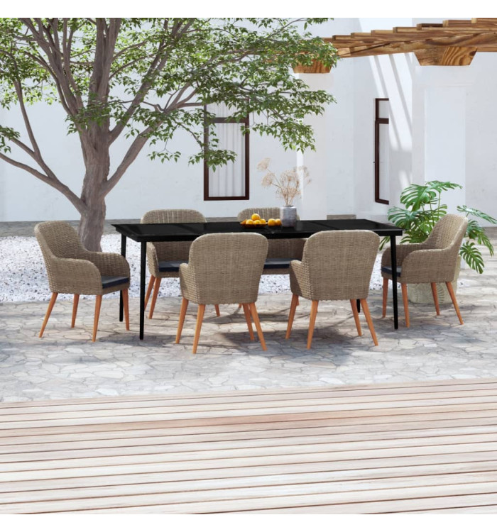 Ensemble à manger de jardin et coussins 7 pcs Marron | Mobilier & Déco