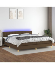 Sommier à lattes de lit matelas et LED Marron foncé 200x200 cm | Mobilier & Déco