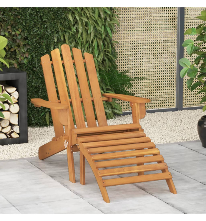 Chaise de jardin Adirondack et repose-pied Bois d'acacia massif | Mobilier & Déco