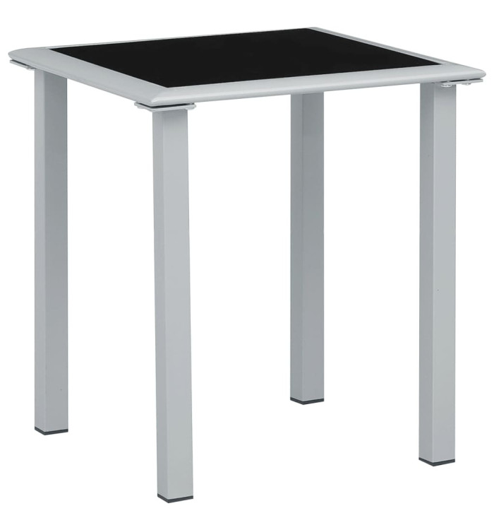 Table de jardin Noir et argenté 41x41x45 cm Acier et verre | Mobilier & Déco