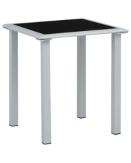 Table de jardin Noir et argenté 41x41x45 cm Acier et verre | Mobilier & Déco