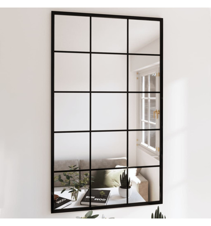 Miroir mural noir 100x60 cm métal | Mobilier & Déco