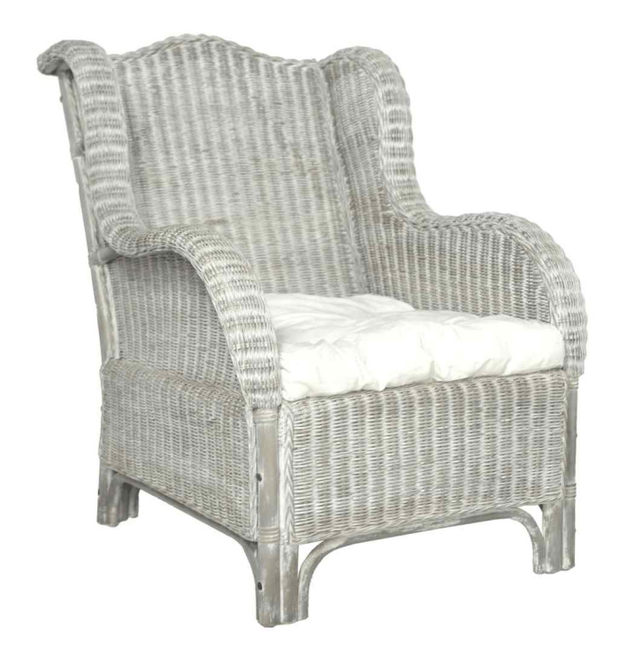 Canapé avec coussin Gris Rotin naturel et lin | Mobilier & Déco