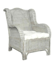 Canapé avec coussin Gris Rotin naturel et lin | Mobilier & Déco