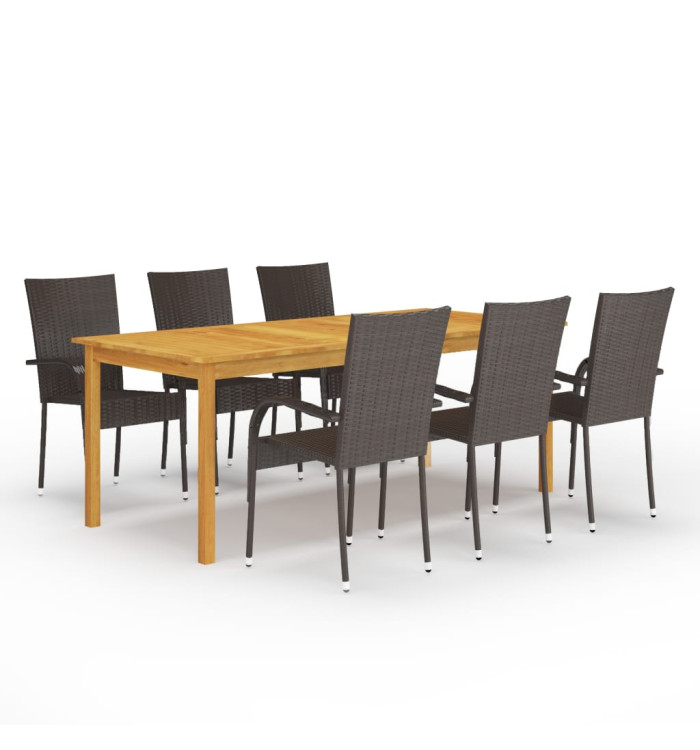 Ensemble à manger de jardin 7 pcs Marron | Mobilier & Déco