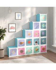 Armoire de rangement pour enfants avec 15 cubes Bleu PP | Mobilier & Déco